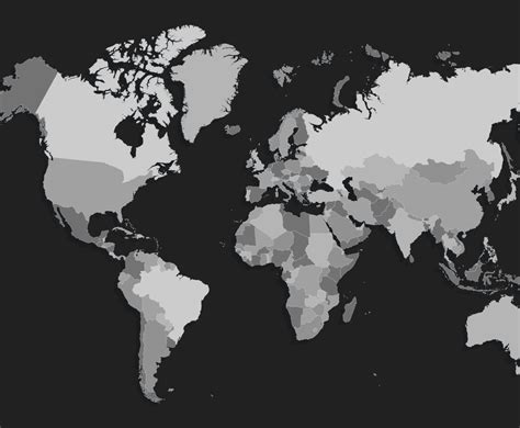 World Map Black White Background Concept