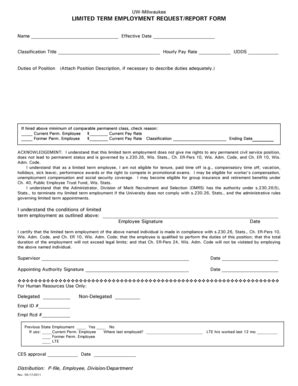 Fillable Online Www4 Uwm LTE Request Report Form UW Milwaukee Www4