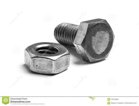 Bolts and nuts on white stock photo. Image of background - 115012964