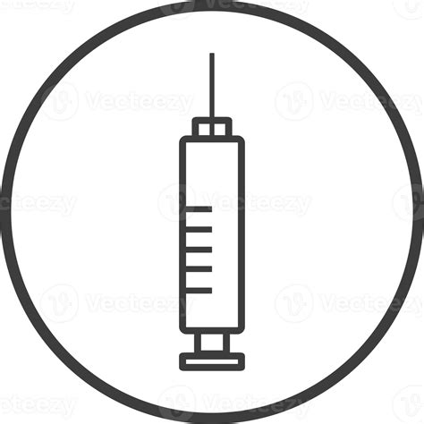 Hypodermic Syringe Icon In Thin Line Black Circle Frames Png