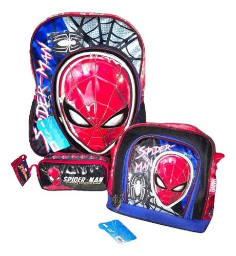 Kit Mochila Primaria Lonchera Lapicera Spiderman Env O Gratis