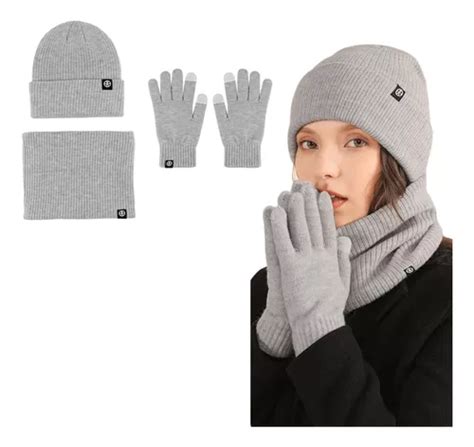 3 Conjunto Gorro Bufanda Tejido Lana Unisex Frio Invierno MercadoLibre