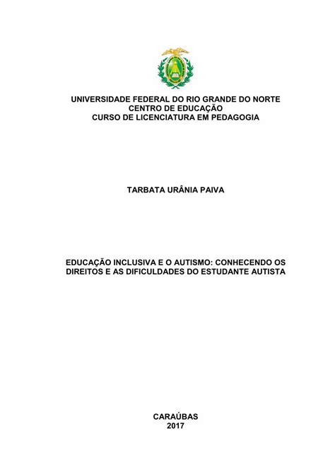 Pdf Educa O Inclusiva E O Autismo Artigo Monografias Ufrn Br