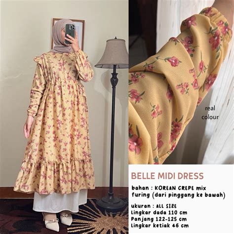 Jual Cod Tunik Midi Crepe Ceruty Babydoll Motif Bunga Busui