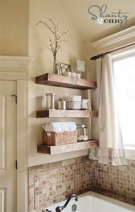 Diy Floating Shelves Above Bathtub Organize Your Bath Stuff With