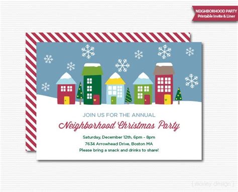 Neighborhood Party Invitation Printable Christmas Open House