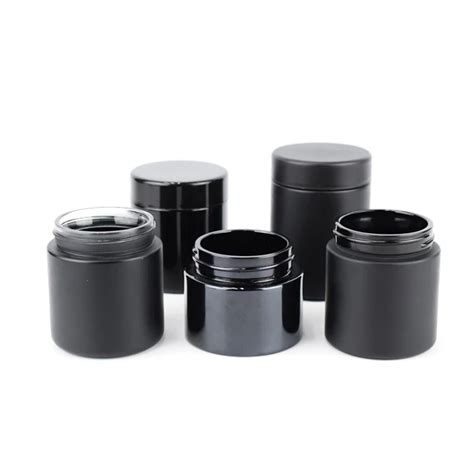 2oz 3 4oz Black Glass Jars With Lids Stall Uv Jar Flower Frosted Black Matte Glass Bottle Smell