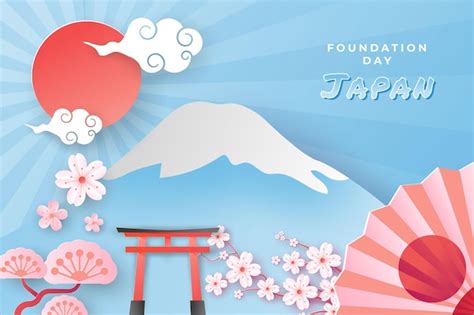 Premium Vector Happy National Foundation Day Japan In Paper Cut Art