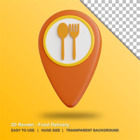 Premium PSD | 3d restaurant location pin illustration with transparent ...