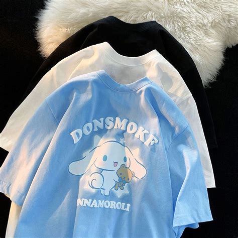 Sanrio Hello Kitty Print T Shirts Y2k Cinnamoroll Cartoon Clothes Female Korean Short Sleeve