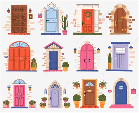 House Entrances Door Wooden Building Lock Home Knob PNG And Vector