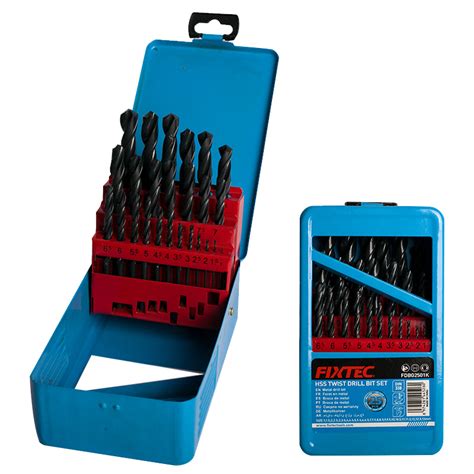 Fixtec Hardware Drill Bit Set 25pcs Din338 Hss High Speed Steel Drill