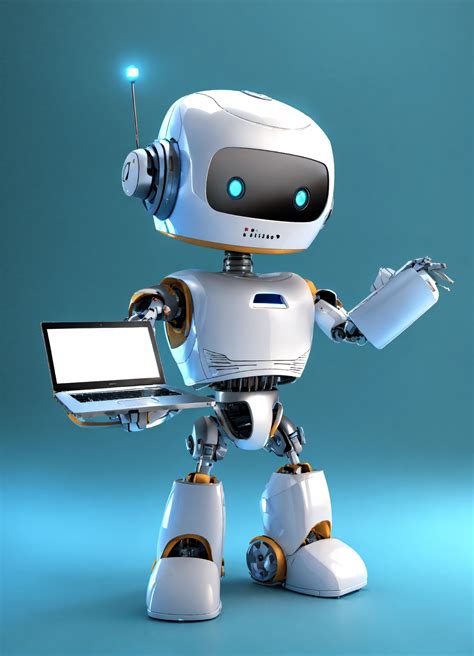 Lexica Robot Holds Laptop Mascot 3d Full Body Screaming