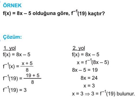 Bir Fonksiyonun Tersi Nas L Al N R Konu Anlat M Z Ml Sorular S N F