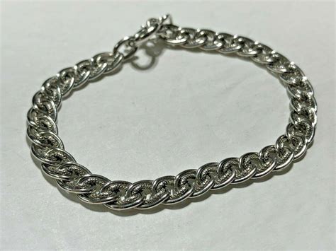 Forstner Double Chain Link Bracelet Sterling Silver Gem