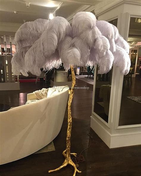 Ostrich Feather Floor Lamp Wedding Road Led Standing Decorations Gold Copper Bedroom Decors