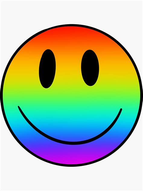 Rainbow Neon Smiley Face Sticker For Sale By Abbsdawg Redbubble