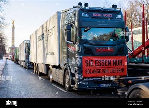 Berlin Germany January 19 2024 Truck Demonstration On The Strasse