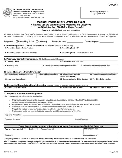 Dwc Form 064 Fill Out Sign Online And Download Fillable Pdf Texas Templateroller