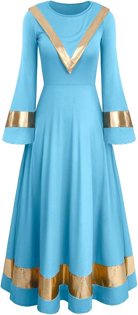 Imekis Women Liturgical Praise Dress Metallic Splice Lyrical Dance