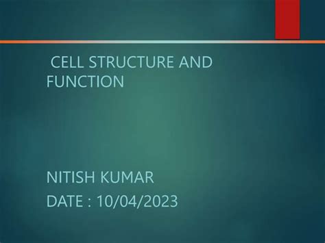 Cell structure and function basics of cell biology | PPT