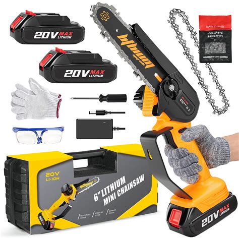 Mini Chainsaw 6-inch Cordless Battery Powered Mini Chain Saw with 2 ...