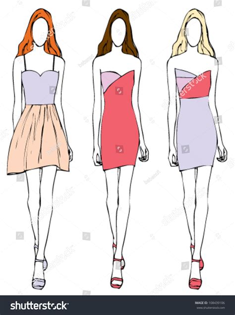 Sketch Fashion Girls Party Dress Stock Vector (Royalty Free) 108439106 | Shutterstock