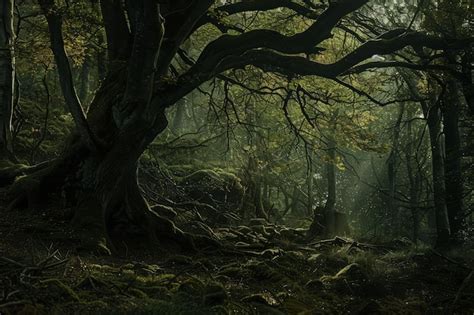 Premium Photo Fairy Mysterious Dark Forest Landscape Generative AI