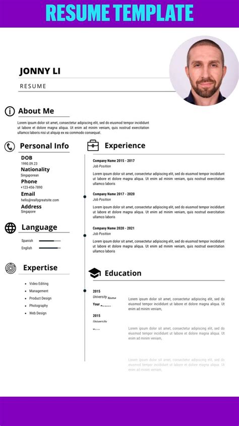 Simple Printable Digital Resume Templates - Resume Template Template ...