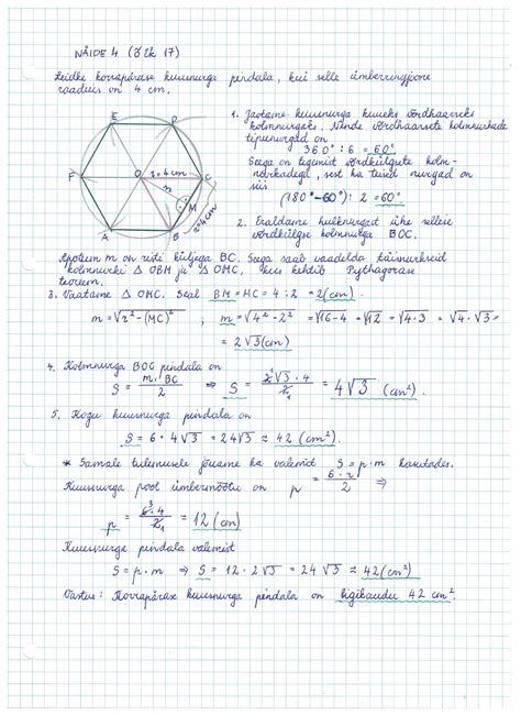M 7 12 c kl ja e õpe 2024 2025 Korrapärase kuusnurga pindala