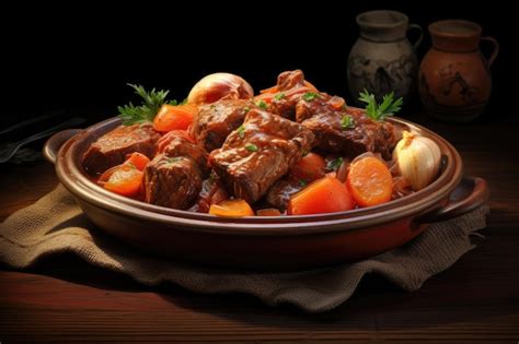 Premium Ai Image Beef Stew With Tender Meat Potatoes Carrots And Aromatic Spices Cooked To