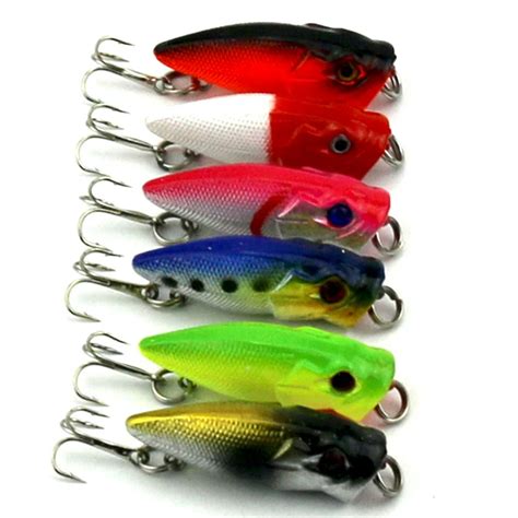 6pcs Mini Popper Fishing Lure Sinking Fishing Bait 3 5cm 2 7g Crankbait