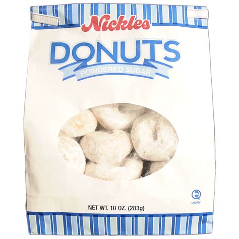 Nickles Bakery Mini Powdered Sugar Bagged Donuts 10 Ounce