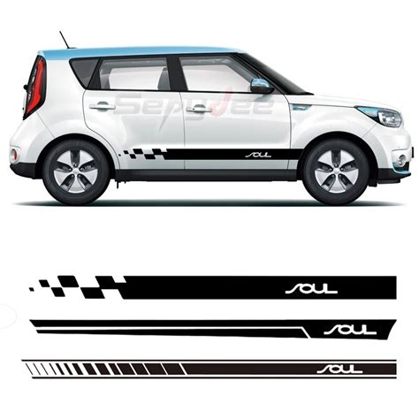 Pcs Car Door Side Stripes Skirts Stickers For Kia Soul Racing Sport