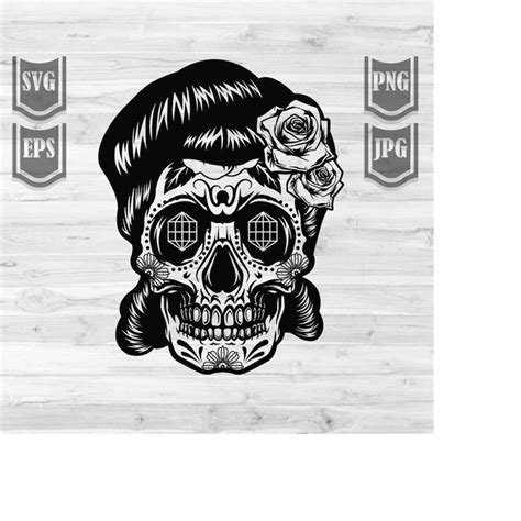 Floral Sugar Skull Svg Lady Dead Clipart La Muerta Cut F Inspire