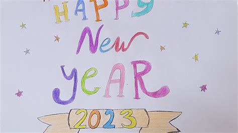 104 HAPPY NEW YEAR DRAWING HOW TO DRAW HAPPY NEW YEAR YouTube