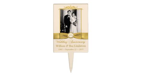 50th Wedding Anniversary Cake Pick With Photo Zazzle