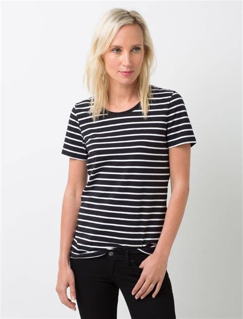 Womens Riviera Striped T Shirt Black And White Women T Shirts For Women