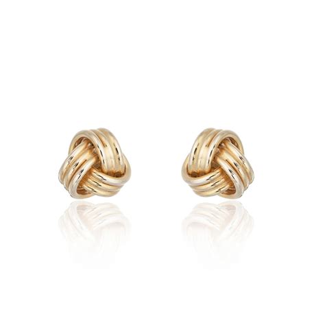 9ct Yellow Gold Triple Knot Stud Earrings