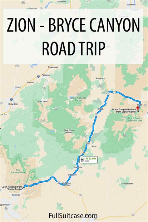 Zion To Bryce Canyon Itinerary For Or Days Map Tips