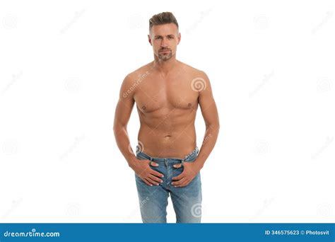 Mature Muscular Guy Isolated On Grey Background Mature Muscular Guy