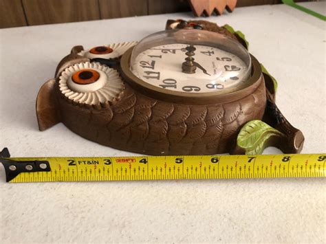 Mcm Owl Clock Wooden Owl Estatesales Org