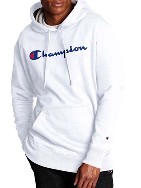 Champion Mens Powerblend Fleece Graphic Script Logo Pullover Hoodie