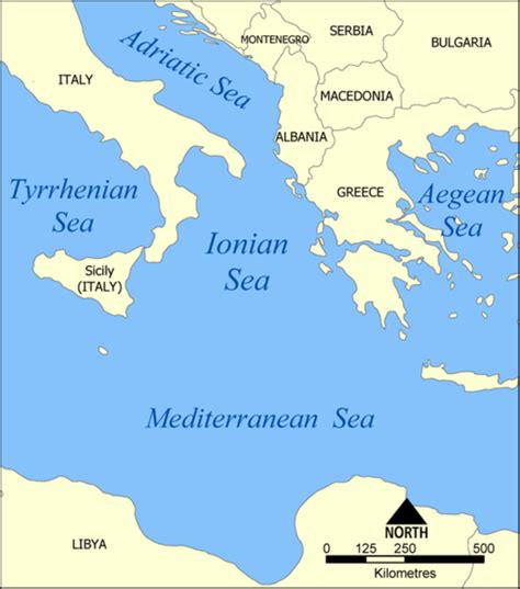 Ionian Sea - a sea in Atlantic Ocean