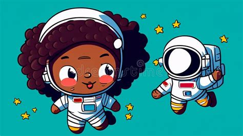 Astronauta De Dibujos Animados Vuela En La Imagen Generada Por El Espacio Stock De Ilustración