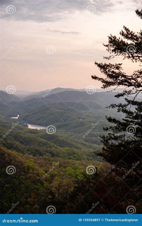 Blue Hour Sunset View Of Fern Lake Mountains Cumberland Gap