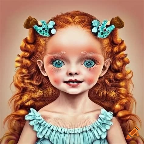 Illustration Of Cute Ginger Haired Girls With Unique Embellishments On