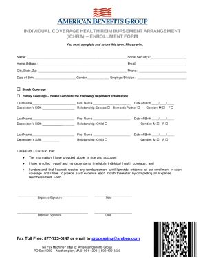 Fillable Online Individual Coverage Health Reimbursement Arrangements