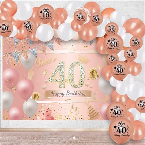 Buy 40th Birthday Decorations Women Including Pink Rose Gold 40th