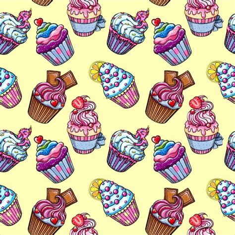 Patr N Sin Costuras Cupcakes Vector Premium